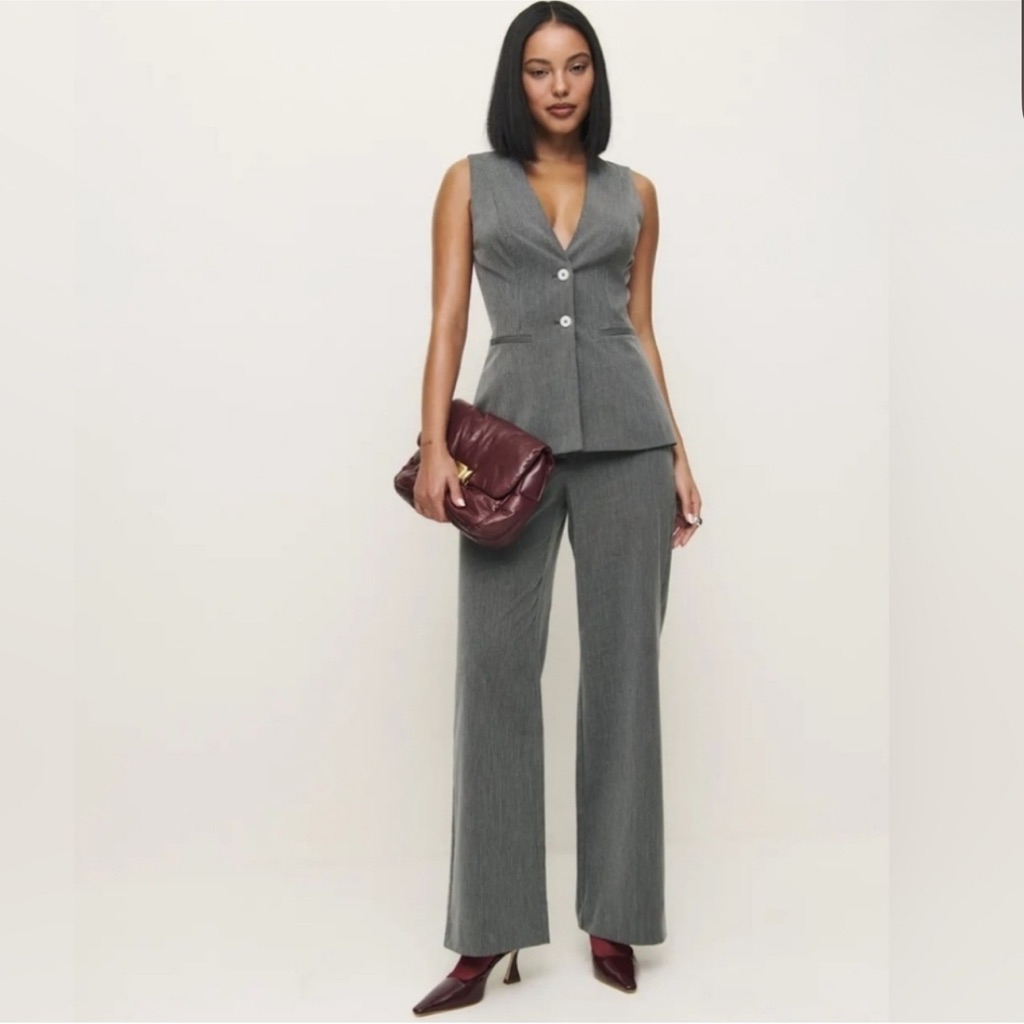 Reformation Pinstripe Saylor Matching Set 2 Piece Vest Pants Size 10 Nwt